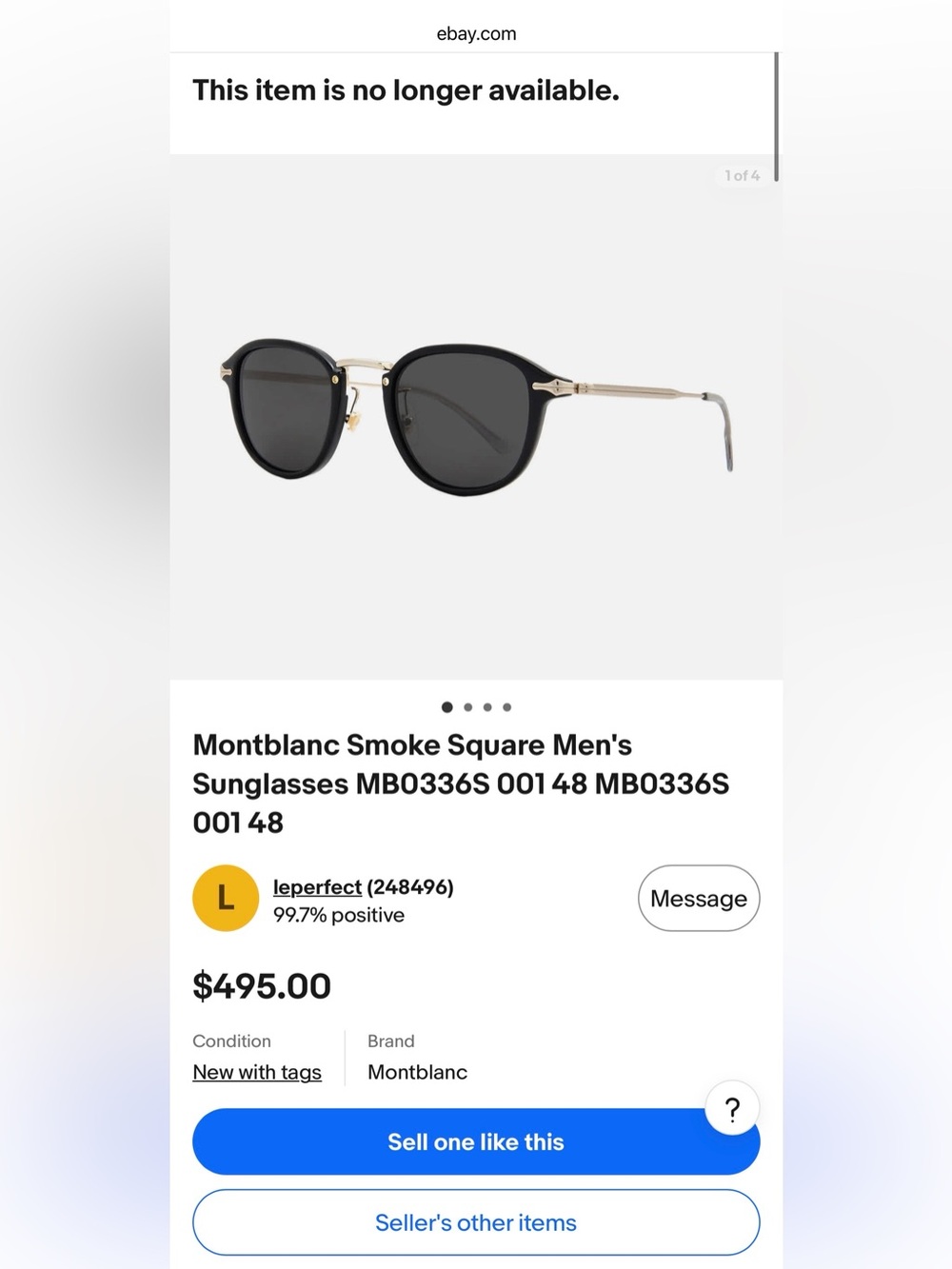 NWT Montblanc Smoke Square Mens Womens Unisex
Sunglasses MBO336S 00148